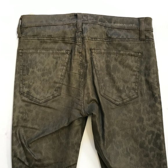 Current Elliott Soho Zip Stiletto Jeans Womens 27 Green Skinny Ankle Zip Stretch - Picture 12 of 13